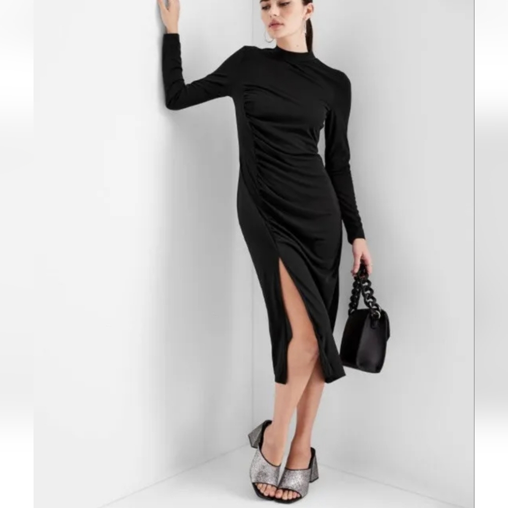 NWT future collective long sleeve bodycon midi ruched dress